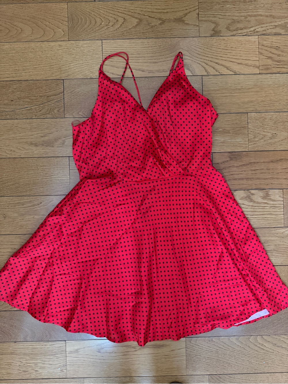 Zara Red Mini Dress with Black Polka Dots